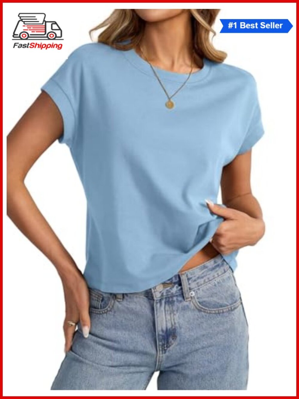 ✨ EasyGala Cotton Crop Top Loose Fit Crewneck Short Sleeve Summer Tee Boxy